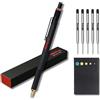 rOtring Set di 800 penne a sfera, fusto nero, con ricariche di inchiostro nero medio (5 pezzi), foglietti adesivi