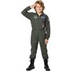 CoolChange Travestimento da Top Gun per Bambini | Uniforme da Pilota di Guerra | Verde Oliva | Taglia: 150