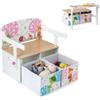 LIFEZEAL Panca portaoggetti 3 in 1 con 2 cassetti, cassapanca in legno, set tavolo con sgabello per bambini 3-7 anni, sedile con carico 60 kg, vassoio con carico 10 kg (bianco)