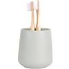 Autumnlife Bicchiere per spazzolini da denti, grigio, rotondo, da 350 ml, in ceramica, opaco, adatto per spazzolino da denti, dentifricio, Ø 7,6 x 9,5 cm