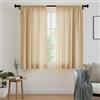 Encasa XO Tende solide in poliestere con parentela, 140x137 cm Window set di pannelli di 2 - Beige, tasca a bordo, filtro leggero, tende per porta, camera da letto, soggiorno