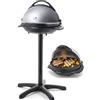 Senya Barbecue Elettrico 2 in 1 su Supporto e su Tavolo, Superficie di Cottura 40 cm, Placca in Alluminio Pressofuso, Coperchio Staccabile, 2200W, SYCK-G043