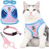 TYXHXTF Pettorina per Gatti, Pettorina per Gatti Regolabile,Antifuga Pettorina Gatto Piccolo Riflettente, Traspirante Pettorina Gatto, con Collarino Gatto e Guinzaglio (S Rosa)