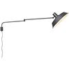meineWunschleuchte TRIO Beleuchtung - Grande lampada da parete a LED con braccio orientabile, con cavo lungo con interruttore, paralume in metallo di colore nero