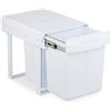 Relaxdays Pattumiera Estraibile Sottolavello, Cesto Raccolta Differenziata 3 Scomparti 20L e 10L, 8cm, Bianco, Acciaio, Plastica, 41,3x34x51,8 cm