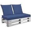 extroitaly Set Cuscini Belem Ecopelle Blu Mis.120x60 sp.11 cm+ schienali 60x60 pz.02 Esterno/Interno arredo Pallet da Giardino Divanetto per bancale Cuscini Interno Poliuretano Tessuto Lavabile Sfoderabile
