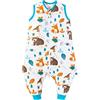 Chilsuessy, sacco nanna estivo con piedini, da 0,5 Tog, in cotone al 100%, per bambini e bambine, motivo: animali della foresta, da 80 cm, altezza del bambino 90-100 cm