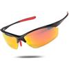 HAAYOT Occhiali da sole sportivi polarizzati Uomo Donna Occhiali da corsa super leggeri TR90 Telaio Occhiali da ciclismo Occhiali da MTB Guida pesca golf, Nero lucido e arancione