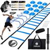 HERUAI Set di Attrezzature per Allenamento di velocità di agilità, Scala da 6 m, 4 Ostacoli, 10 Coni di velocità, Paracadute da Corsa, Calcio, Basket, Calcio, Attrezzatura per Allenamento per Bambini