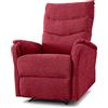 EVERGREENWEB MATERASSI & BEDS EVERGREENWEB - Poltrona Relax Reclinabile Elettrica con Comodo Pulsante Integrato nel Bracciolo, Schienale Regolabile e Triplo Cuscino in Tessuto Rosso, 2in1 Poltrona Letto con Seduta Ergonomica