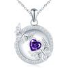 MicLee Collana Ciondoli Foto da Donna in Argento 925 Pendenti Medaglioni de Farfalla Moda Collane Rotonda di Farfalla Ritagliata con Zircone a Cuore Viola Ciondolo Apribile