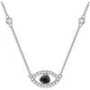 FANCIME Occhio Malocchio Ciondolo Collana in Argento Sterling 925 avec Nero Zirconia Cubica Gioielli per Donna Ragazze Bambini - Catena Lunghezza: 40 + 5 cm