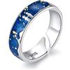 NewL - Anello in argento Sterling 925 per coppia con cielo stellato blu di Van Gogh, design aperto