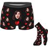 Naispanda Set di Boxer e Calzini Personalizzati da Uomo con Foto Personalizzato con Faccia di Moglie Fidanzata per Uomini Fidanzato Mutande Calzino con Foto Divertenti per i Regali Personalizzati per Natale