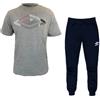 NewAge Umbro Tuta Uomo Pantalone Lungo Mezza Manica in Punto Cotone Art. 10280 (grigio/blu, L)