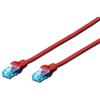DIGITUS Cavo LAN Cat 5e - 5 m - Cavo di rete CCA con RJ45 - U/UTP non schermato - Compatibile con Cat-6 e Cat-5 - Rosso