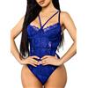 Buitifo Donna Sexy Lingerie Babydoll Body Senza Ferretto Un Pezzo Lingerie Sleepwear Trasparente Camicia da Notte Teddy Scollo a V Biancheria Intima（Blue,S