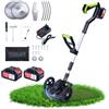 CHANGEMOORE Decespugliatore a Batteria Senza Fili - 2 Batterie 21V 4.0Ah con Caricabatterie, Ruote Rimovibili, Tagliaerba con Angolo Regolabile, Display Digitale. Ideale per Bordure Giardino Verde