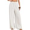 Neteson Pantaloni Lino Donna Estivi Leggeri Pantaloni Larghi Elegante Casual Spiaggia Gamba Larga