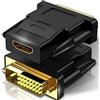 Retoo Adattatore DVI-D a HDMI con 1080p e audio, bidirezionale DVI maschio a HDMI femmina convertitore FHD, Digital Compact AV Adattatore per PC, monitor, proiettore, computer, Xbox e altro, nero