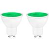 Caldarax 2 Pezzi Verde Lampadina LED GU10 5W Spot, Equivalenti a 50W Alogena, MR16 Faretti 230V, 500LM, Angolo di 120°, Non Dimmerabile, Illuminazione Decorativa per Paesaggio, Palcoscenico, Bar, Festa