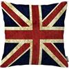 GSRONY Federa decorativa vintage con bandiera britannica inglese, con cerniera, 45,7 x 45,7 cm (due lati)