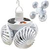 JIEBWCHA Ventilatore Solare Esterno per Verande,Ventilatore Gazebo Ad Energia Solare - Lampada Pieghevole Con Gancio Per Casa Campeggio Serra Rimessa