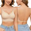 Niwicee Reggiseno Schiena Scoperta Donna Reggiseno Senza Ferrett, Rimovibile Bralette Senza Cuciture,Cinghie Regolabili Top Corsetto, Comfort Flex Fit Reggiseno,Bellissimo Dorso a Forma di U-Beige-L