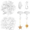 Sixfolo 50 Pezzi Gancio Adesivo Soffitto Ganci Adesivi Trasparenti e 50 Pezzi Clip per pennone Ganci Autoadesivi da soffitto Mini ganci adesivo per Cucina,Bagno,Porta da parete o Soffitto