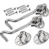 DKBT 2pcs 9.5cm Gancio porta Gancio Chiusura porta Gancio Finestra Chiavistello per porta in legno Acciaio Inossidabile Argento Gancio Ferma Persiane con Viti di Montaggio per Capanni Porta Finestre