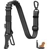 Pawaboo Cinture di Sicurezza per Auto, Cintura di Seggiolino per Auto per Cani Bungee, Legame Antiurto con Fibbia & Gancio di Chiusura, Guinzaglio Riflettente Regolabile Bloccabile a 360°, Nero
