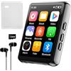 Cetoon Lettore MP3 da 128 GB con Bluetooth, lettore musicale digitale portatile con altoparlante, schermo touch da 2,4 pollici, suono HiFi, registratore radio FM, auricolari cablati inclusi, perfetto