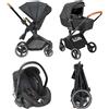 Cam Next Evo - Passeggino Trio Leggero Compatto Pieghevole 0- 4 Anni 0-22 Kg + Carrozzina + Seggiolino Auto Area Zero+ colore Antracite