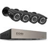 ZOSI 1080p Kit Videosorveglianza Esterna, 8CH DVR senza HD con 4 Telecamere TVI, Rilevazione di Movimento, Sistema di Sorveglianza, Controllo Remoto, IR Visione Notturna 24m