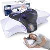 SAHEYER Cuscino Cervicale, 2 in 1 Cuscino Ergonomico Memory Foam per Dormire il Supporto della nuca, 2 Altezza Cuscino Ortopedico per Alleviare il Dolore al Collo, 70 x 40 x 15/12 cm, Grigio