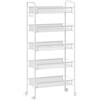 HOMCOM Carrello da Cucina Salvaspazio a 5 Livelli con Cestini a Rete in Acciaio, 45x26.5x106cm, Bianco