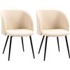 HOMCOM Set di 2 sedie Moderno da pranzo con schienale dell'imbottitura di 5 cm in tessuto e gambe in acciaio, beige nero| Aosom Italy
