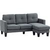 HOMCOM Divano d'angolo 3 Posti chaise longue reversibile sinistra o destra, soggiorno, grande comfort, schienale trapuntato, grigio