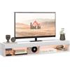 HOMCOM Mobile TV sospeso murale con illuminazione LED per TV fino a 75 pollici, ripiani, 180L x 40l x 30H cm, bianco