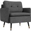 HOMCOM Poltrona scandinava schienale trapuntato con piping in tessuto 76 x 68 x 80 cm grigio e piedi in metallo nero e dorato