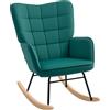 HOMCOM Poltrona a dondolo rocking chair rivestimento in velluto struttura in acciaio 71 x 98 x 101 cm Verde