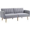 HOMCOM Divano Letto Convertibile 2 Posti Design Scandinavo Schienale regolabile 3 Posizioni Piedi in Legno Tessuto Effetto Lino Grigio