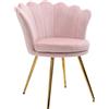 HOMCOM Poltrona da Salotto a Conchiglia Stile Vintage in Velluto con Gambe Dorate Rosa | Aosom Italy
