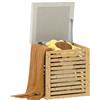 HOMCOM Cassapanca da storage pouf da storage 54.76 L design lamellato telaio in bamboo naturale 40 x 40 x 47 cm legno naturale