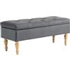 HOMCOM Panchina contenitore 2 in 1 panchina in velluto con coperchio a molla trapuntato e piedi in legno, grigio scuro