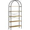 HOMCOM Libreria a 5 ripiani Meuble de rangement arrotondato in stile industriale 80 x 28 x 179 cm naturale nero