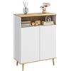 HOMCOM Mobiletto da Rangement buffet su piedi scandinavi con armadio a 2 porte e mensola interna bianco e look legno