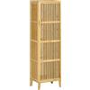 HOMCOM Mobile da archiviazione in bambù con ripiani e porta design a listelli per bagno camera soggiorno 40 x 30 x 140 cm