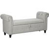 HOMCOM Panca banquette baule 2 in 1 in tessuto effetto lino con gambe in legno 146,5 x 49 x 72 cm grigio
