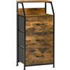 HOMCOM Mobile da archiviazione stile industriale cassettiera 3 cassetti in tessuto rimovibili e 2 ripiani - 44 x 29 x 92 cm - legno e metallo